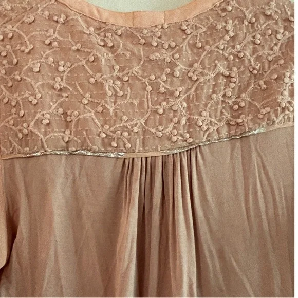 Tiny by Anthropologie Pink Tie Neck Long Sleeve Peasant Blouse Size Medium EUC - Picture 8 of 15